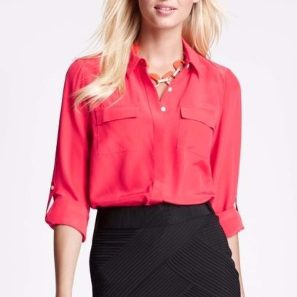Ann Taylor Silk Camp Shirt